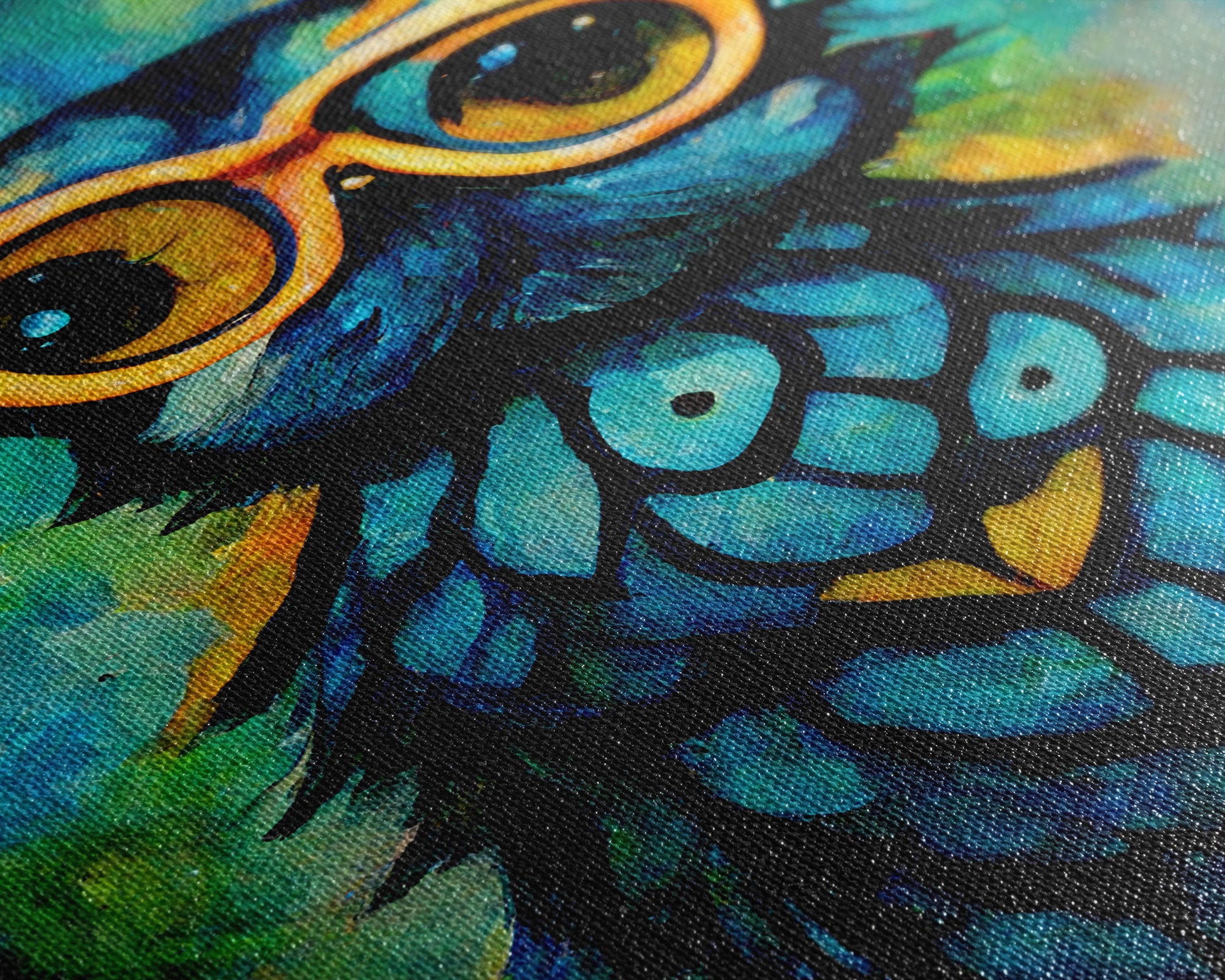 Wise Owl With Glasses Canvas Art - Owl Painting - Owl Wall Decor