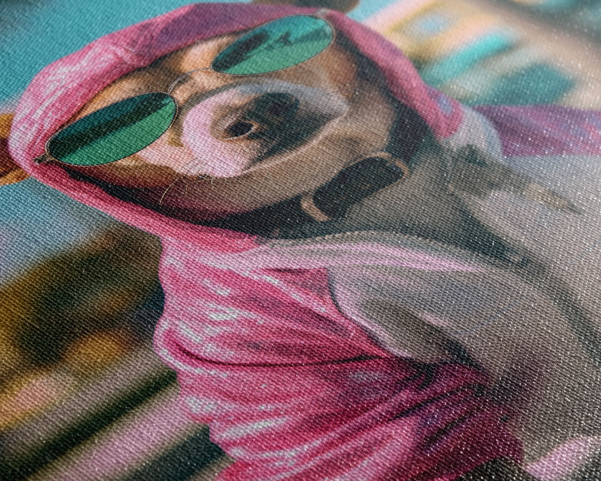 Dog Sunglasses, Pink Hoodie, Chihuahua Wall Print, Dog Wall Art, Funny Wall Art, Framed Wall Art, Framed Canvas, Wall Print, Wall Canvas