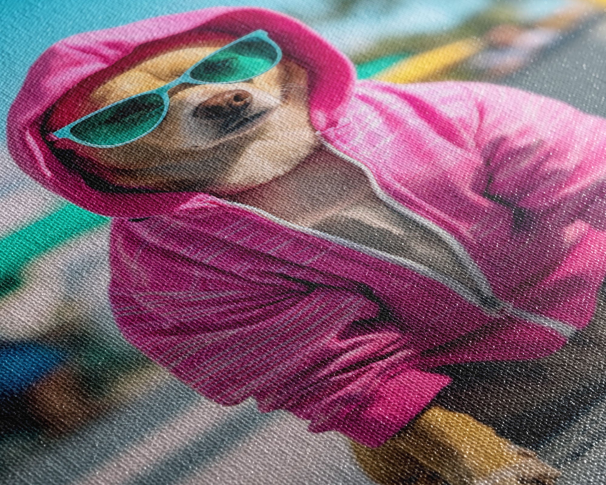 Chihuahua Wall Print, Copy of Dog Sunglasses, Pink Hoodie, Dog Wall Art, Funny Wall Art, Framed Wall Art, Framed Canvas, Wall Print