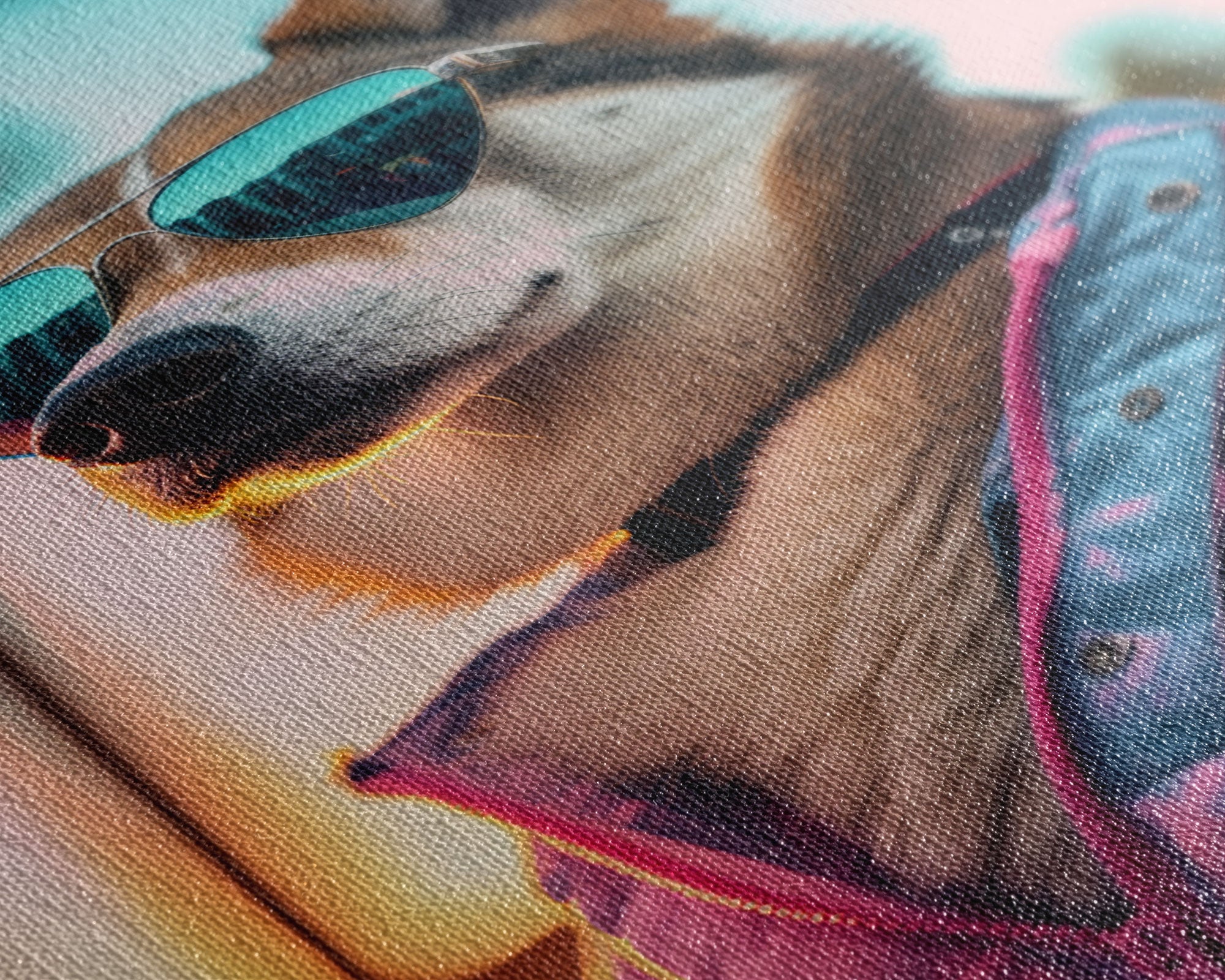 Shiba Inu Wall Print, Dog Art, Dog Sunglasses, Pink Teal Hoodie, Funny Wall Art, Framed Wall Art, Framed Canvas, Wall Print, Wall Canvas