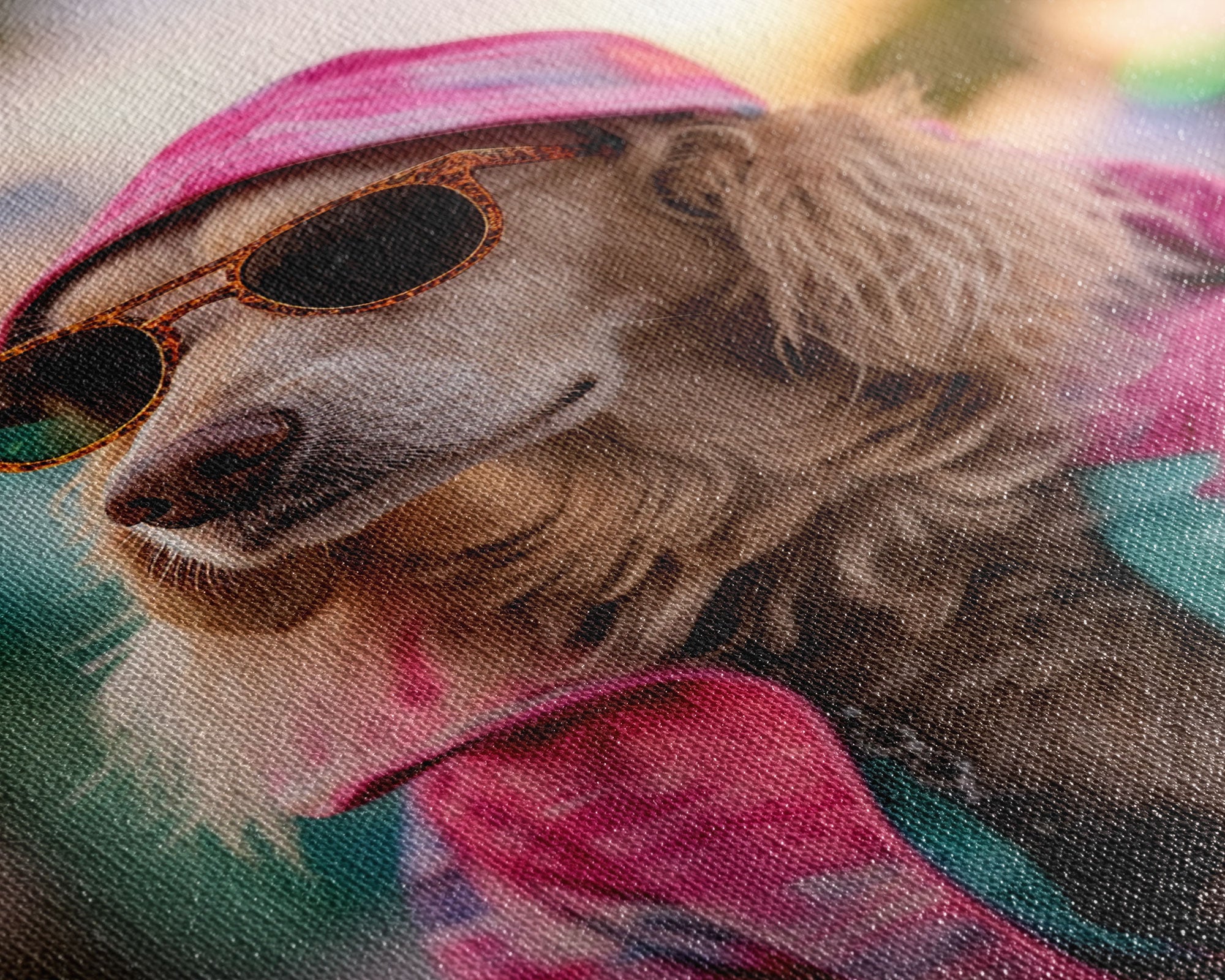 Cocker Spaniel In Sunglasses Pink Shirt Wall Print, Dog Portrait, Dog Art Print, Framed Wall Art, Framed Canvas, Wall Print, Wall Canvas