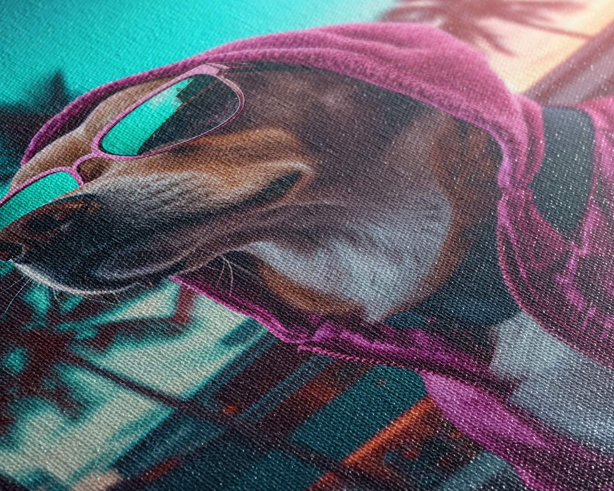 Corgi In Hot Pink Hoodie Sunglasses Wall Print, Dog Portrait, Dog Art Print, Framed Wall Art, Framed Canvas, Wall Print, Wall Canvas