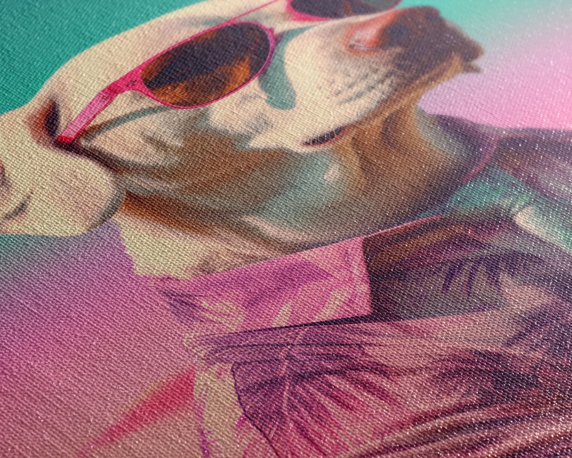 Labrador In Pink Hoodie Sunglasses Wall Print, Beach Art, Dog Print, Dog Portrait, Framed Wall Art, Framed Canvas, Wall Print, Wall Canvas