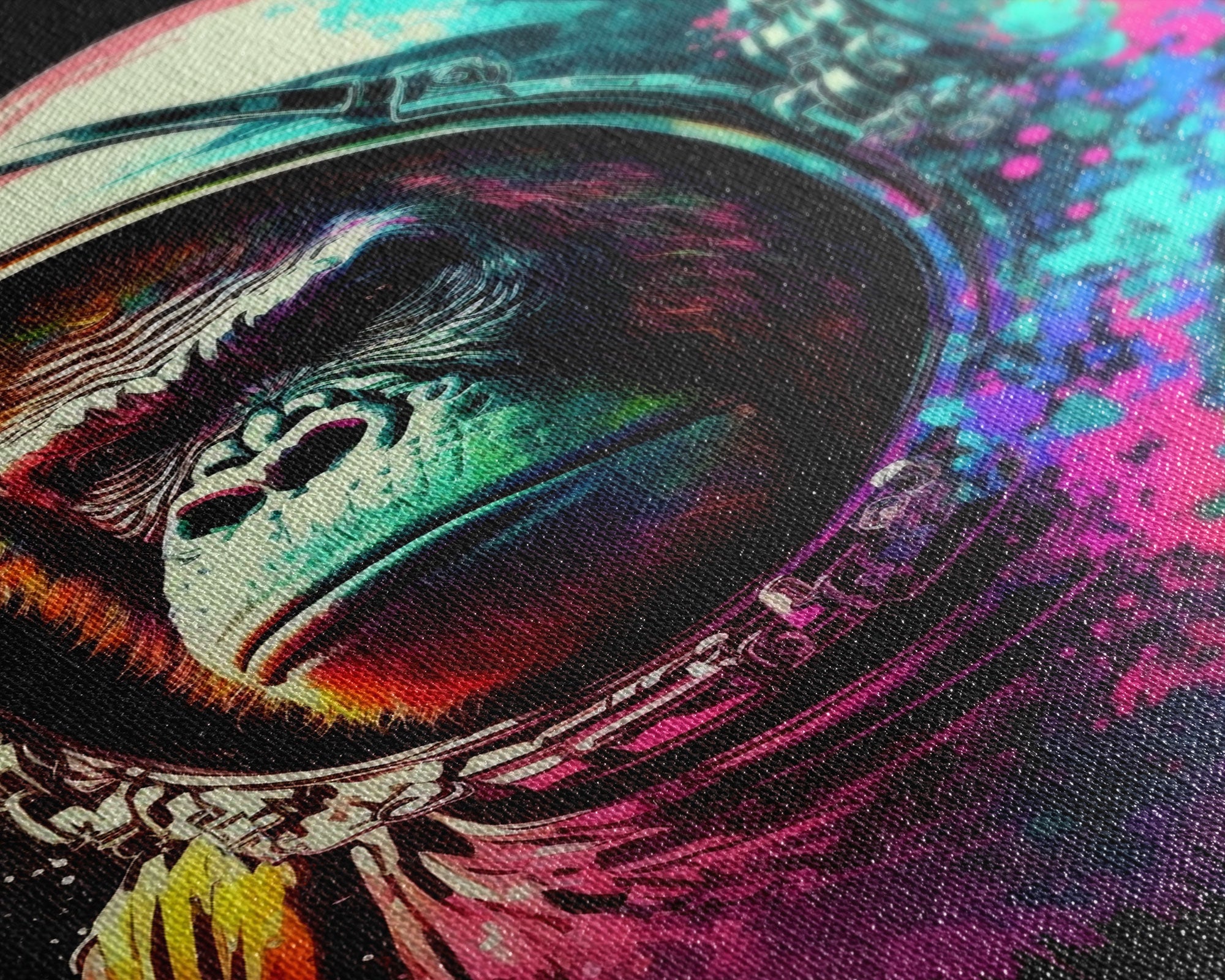 To The Moon, Space Gorilla Astronaut, Framed Canvas Print, GME, NFT Style Decor, Large Wall Art, Ape Astronaut, Psychedelic Graffiti Art