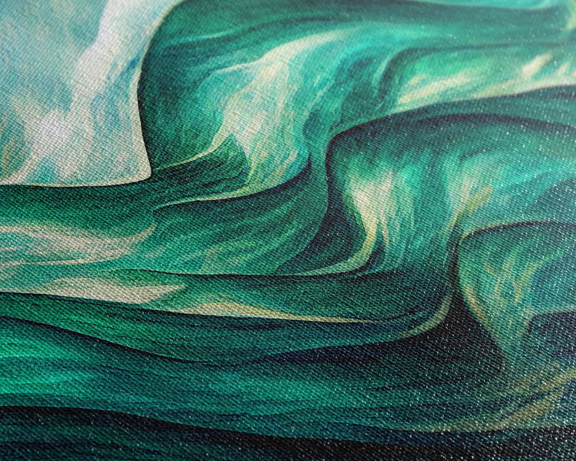 Ocean waves abstract art, canvas print, water color, sea green waves