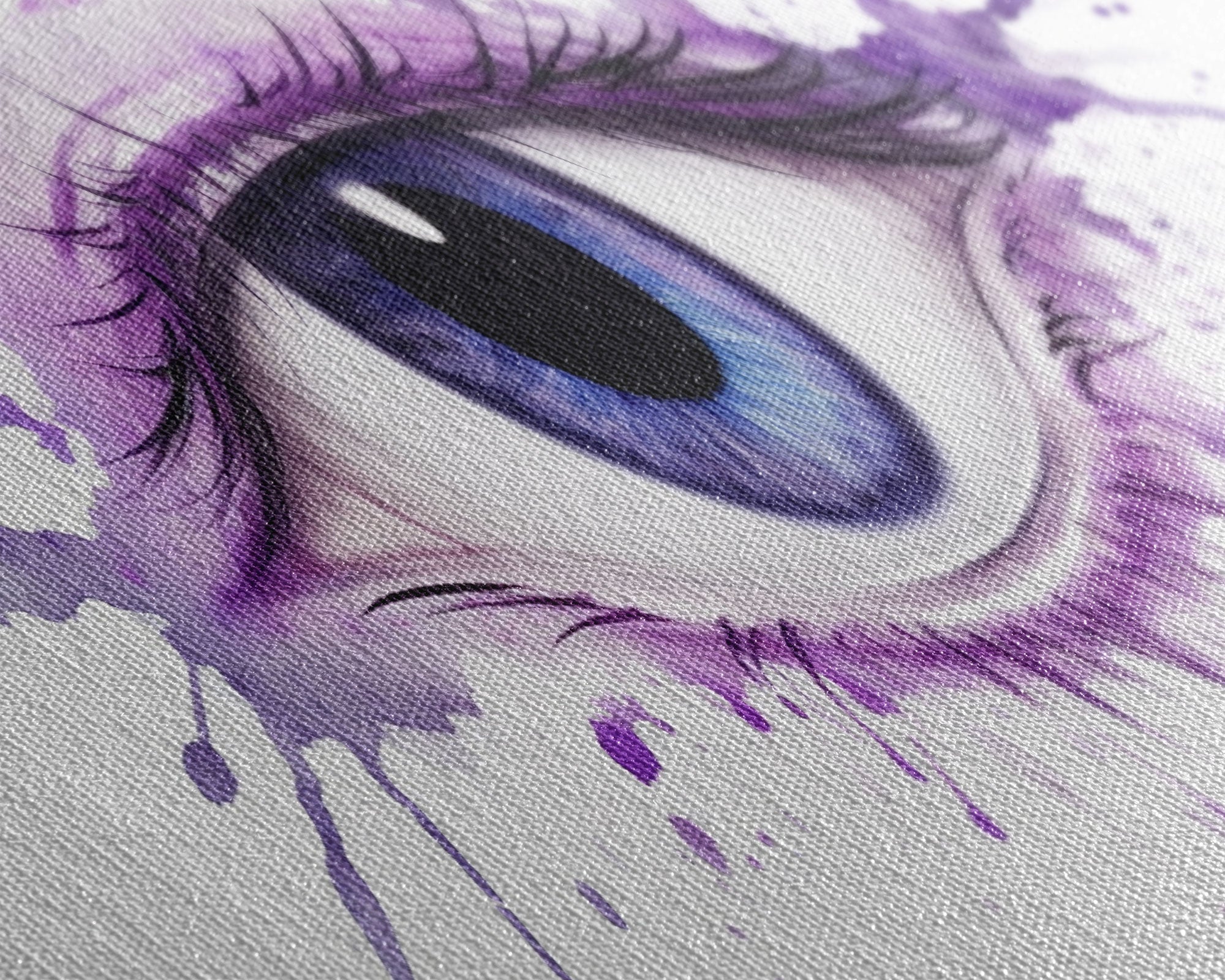 Violet Eye Wall Art Print, Eye Art, Watercolor Canvas Print, Large Canvas Print, Bedroom Art Print, Panoramic, Wall Art, Canvas Print