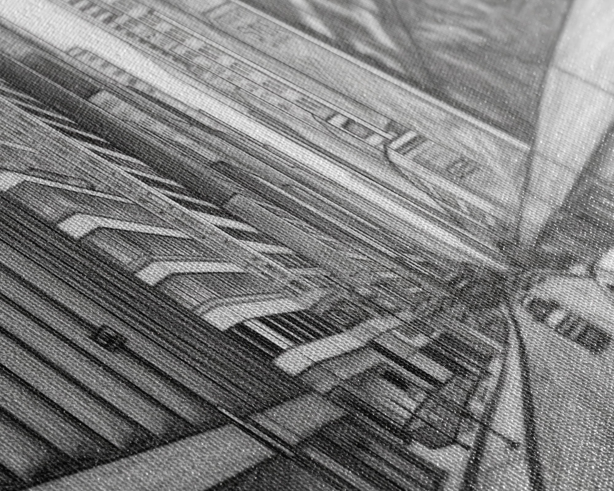 Pencil Sketch City Canvas Print, Buildings, Cars, Street, Urban Art, Large Urban Art Print, Wall Decor, Panoramic, Wall Art, Canvas Print