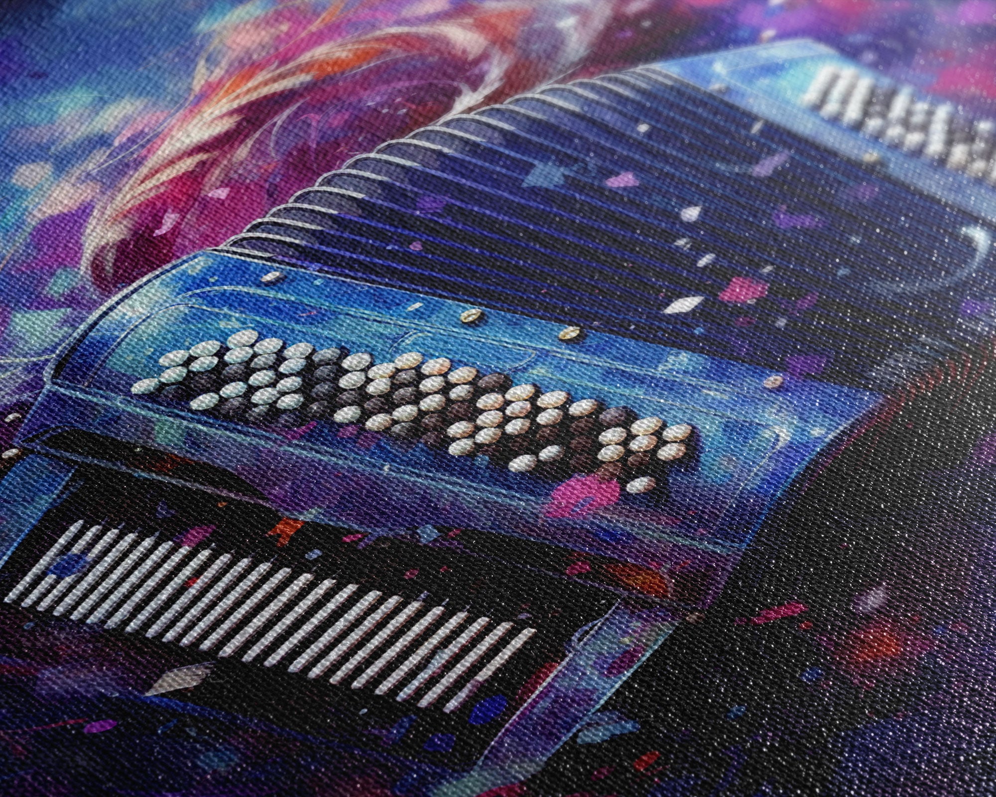 Cosmic Accordion, Instrument Print, Framed Canvas Print Or Poster, Gift For Musician