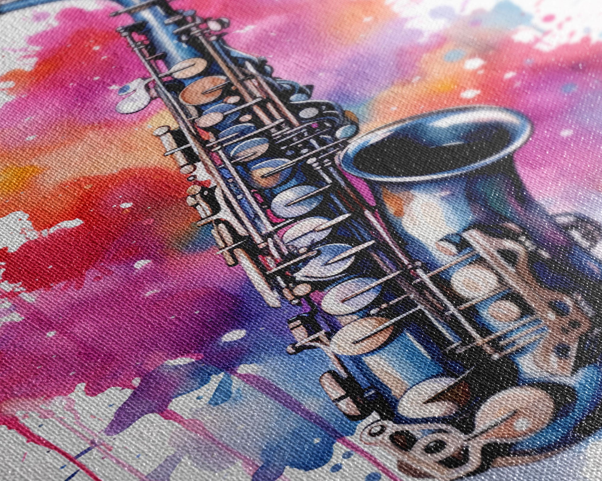 Alto Clarinet Wall Art, Musician Gift, Framed Canvas Print, Clarinet Print, Musical Instrument Art, Gift For Musician, Graffiti Music Art