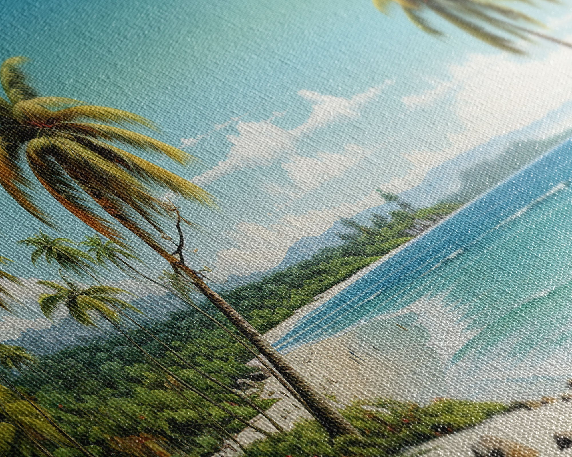 Tropical Wall Art, Palm Tree Wall Art, Beach Wall Art, Panoramic Landscape, Wall Art, Canvas Wall Art, Landscape Art Print, Ocean Wall Art