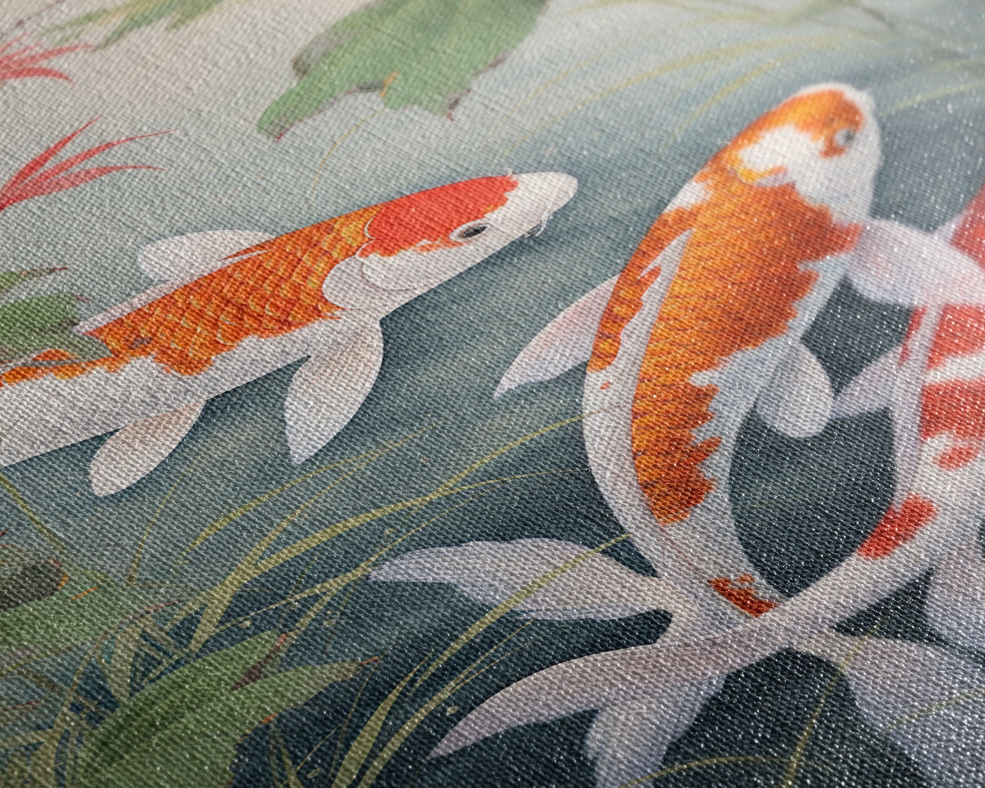 Fish Painting, Zen Wall Art, Koi Fish Wall Art, Fish Wall Art, Canvas Print, Wall Art, Vertical Art, Southern Decor, Office Wall Decor