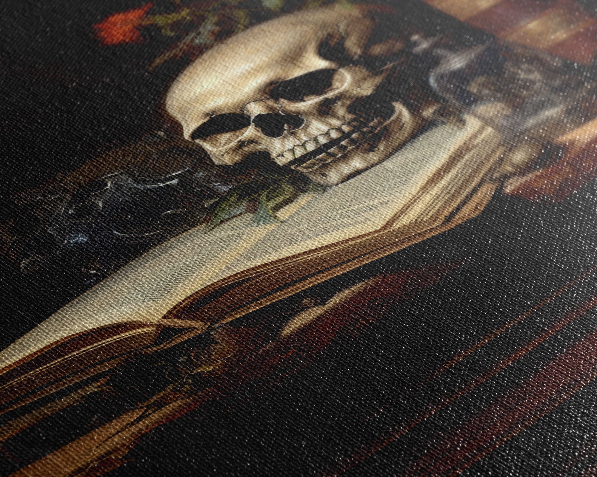 Victorian Book Shelf With Skull, Vintage Canvas, Art Canvas Print, Dark Academia, Gothic Victorian, Reading Gifts, Halloween Decoration