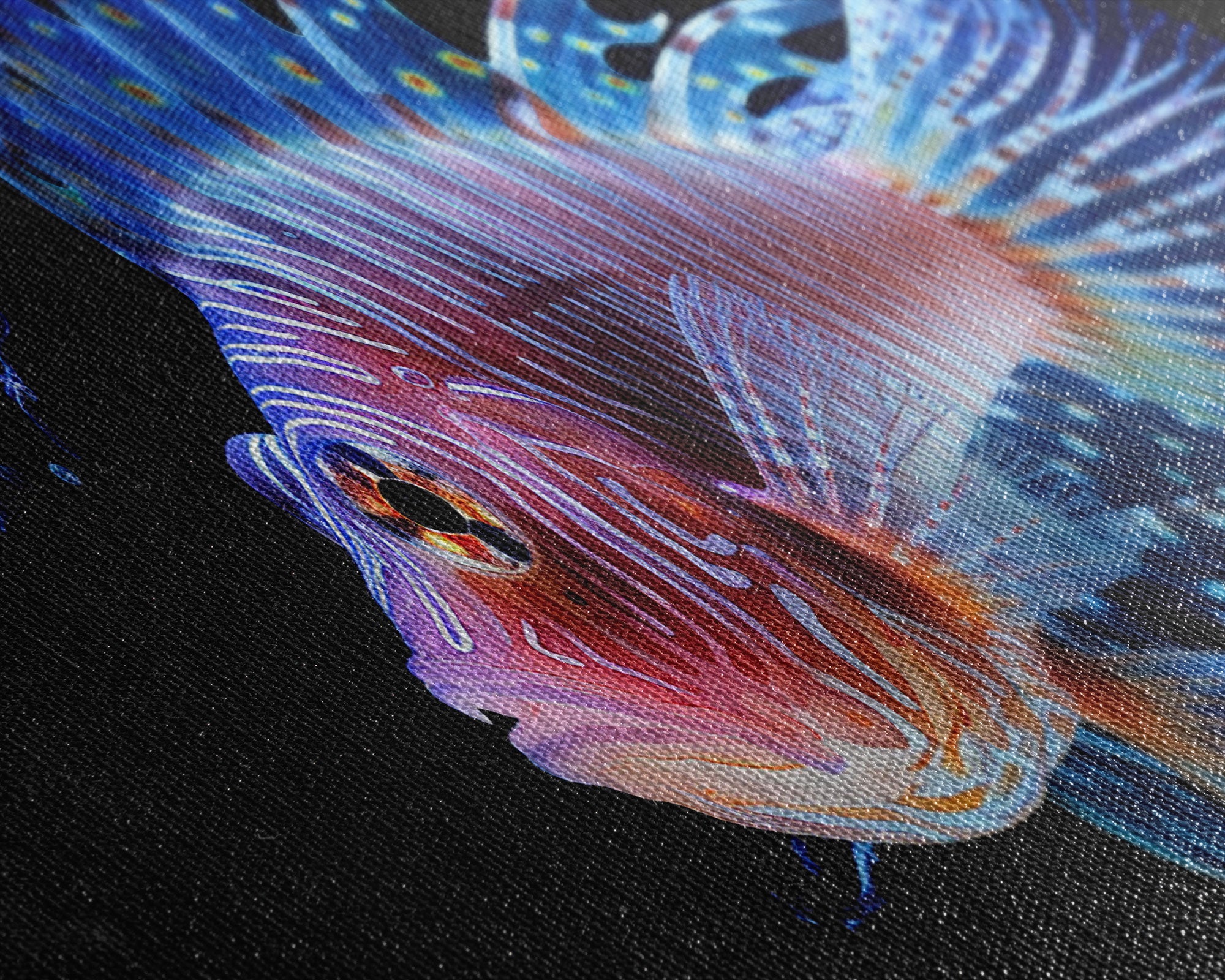 Lion Fish Painting Wall Art, Framed Canvas Print, Aquarium Wall Art, Colorful Pet Fish painting