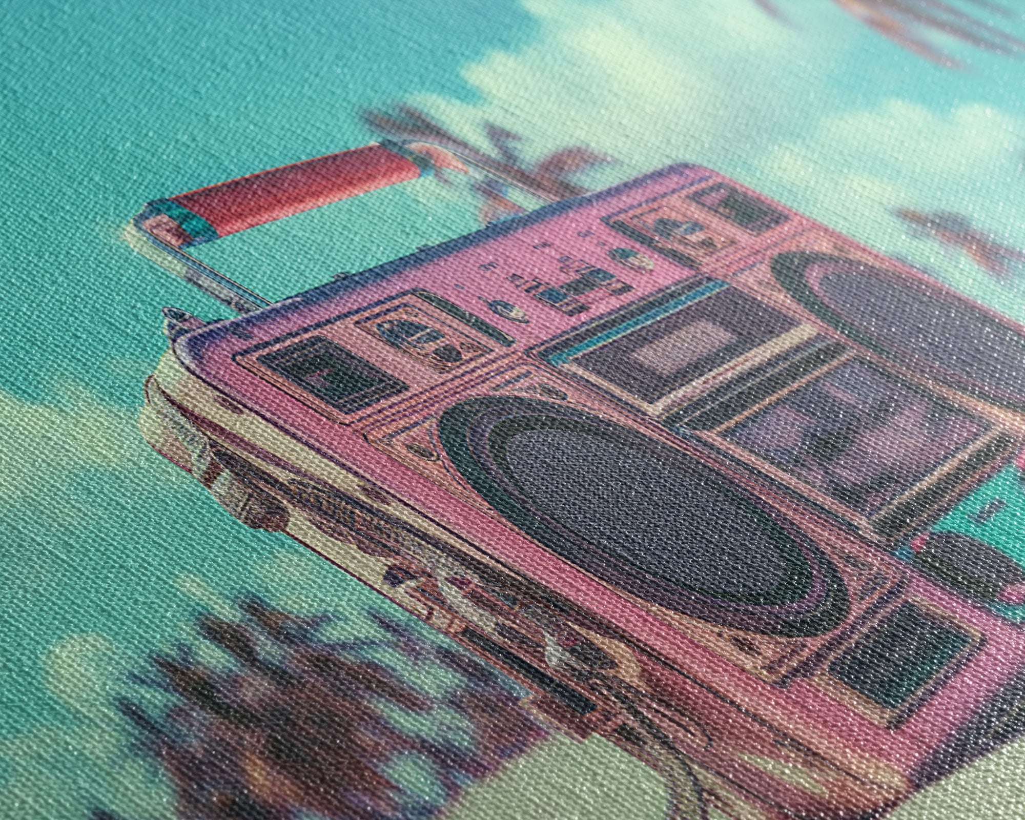 Vaporwave Boombox On The Beach Wall Art, Framed Canvas Print, 1980s Inspired Home Decor, Retro Art, 80s Decor, Aesthetic Decor