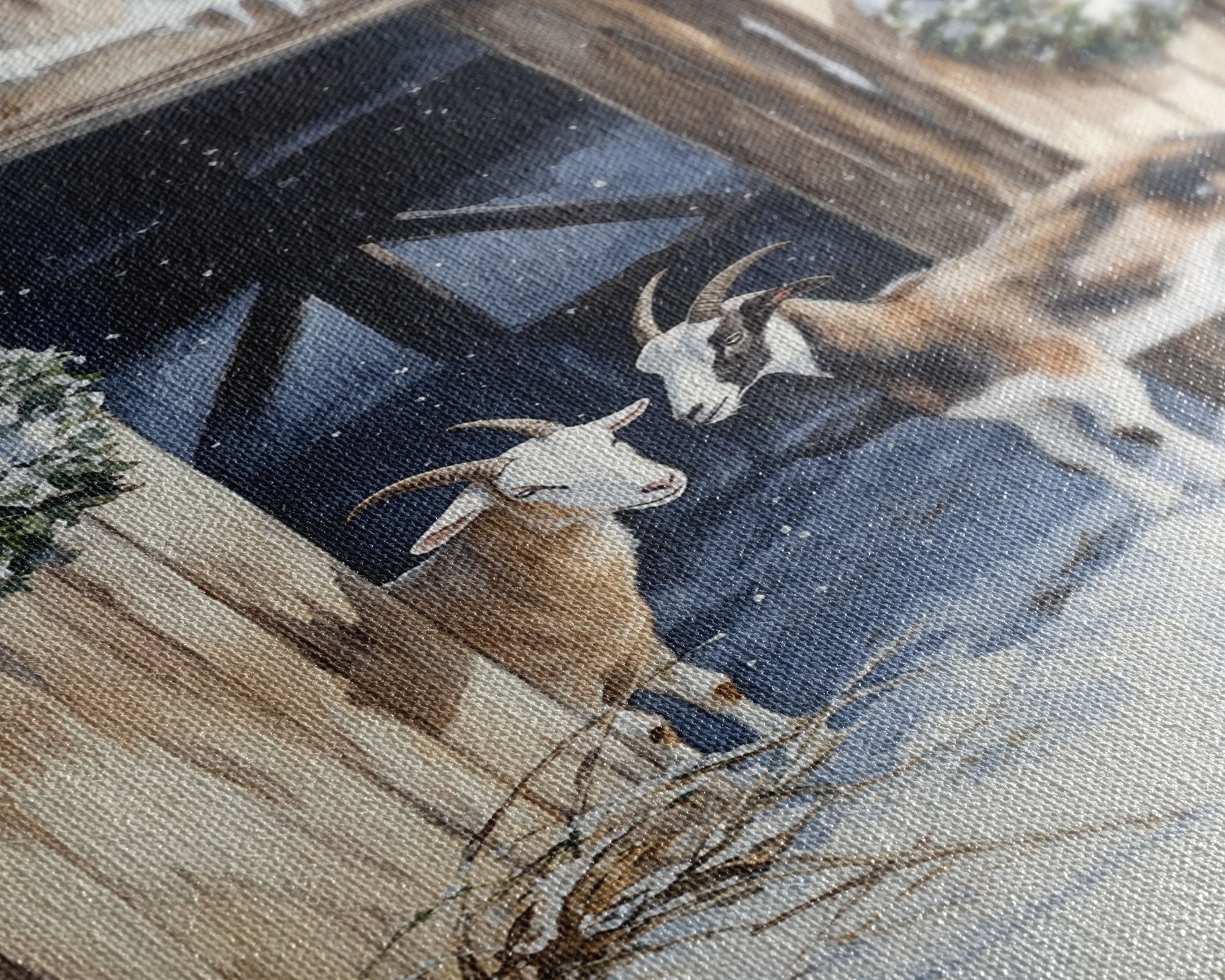 Cute Goats In The Winter, Rustic Farmhouse Wall Art, Holiday Gift, Gallery Wall Decor, Winter Vibes, Christmas 2024 Wall Art