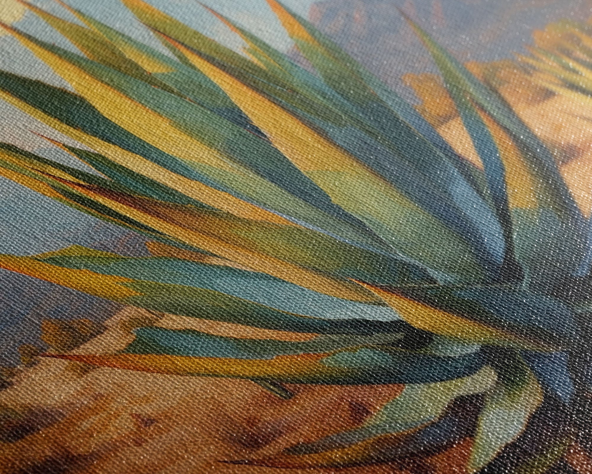 Southwestern Wall Art, Agave Desert Canvas Ready to Hang Large Print, Oil Painting, Landscape Wall Art, Desert Decor