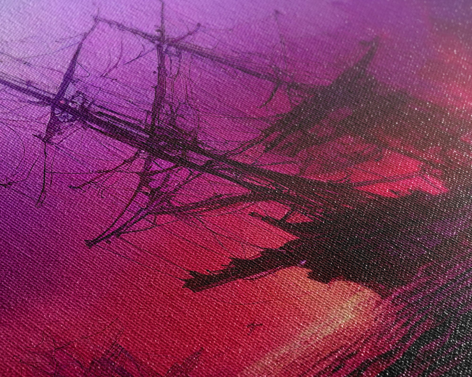 Outrun Style Ghost Ship, Abandoned Pirate Ship, ready to hang canvas print, framed art, cool unique wall decor