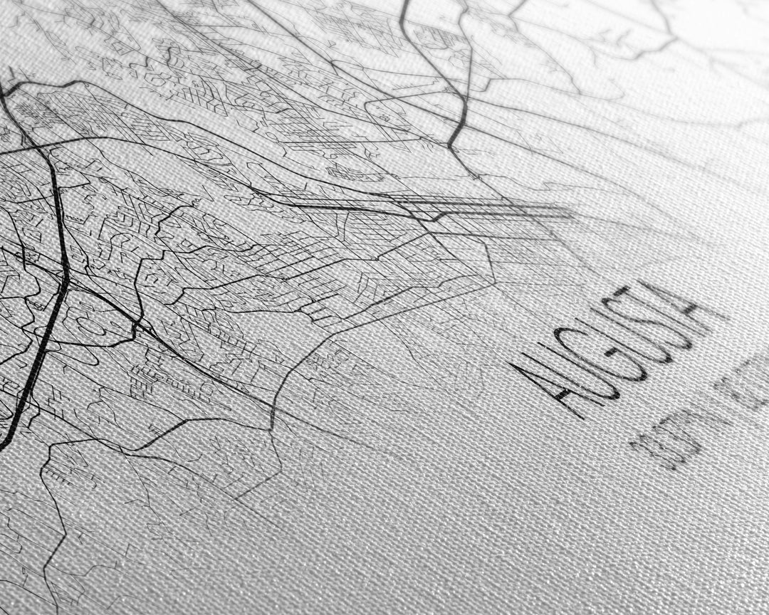 Panoramic Augusta City Map, Georgia Art, Map Print, Minimalist Wall Art, Canvas Art, Housewarming Gift, Street Map Art, Closing Gift