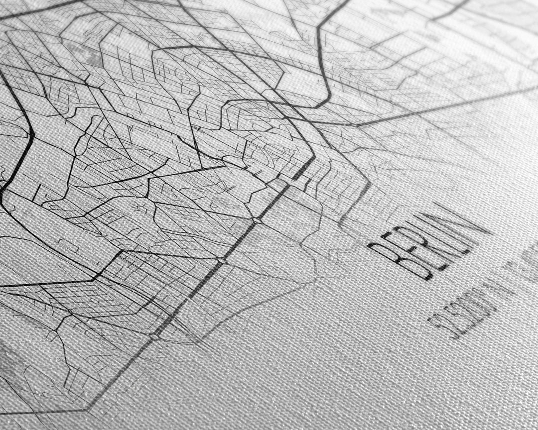 Panoramic Berlin City Map, Germany Art, Map Print, Minimalist Wall Art, Canvas Art, Housewarming Gift, Street Map Art, Closing Gift