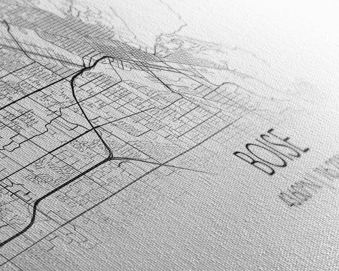 Panoramic Boise City Map, Idaho Art, Map Print, Minimalist Wall Art, Canvas Art, Housewarming Gift, Street Map Art, Closing Gift