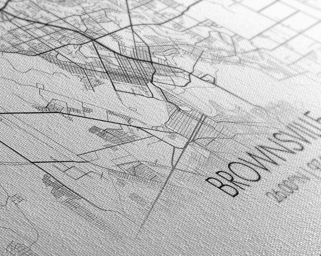 Brownsville Street Map, Texas Map, Map Print, Modern Art, Wall Art, Canvas Art, Realtor Closing Gift, Wall Décor Over The Bed, Couples Gift