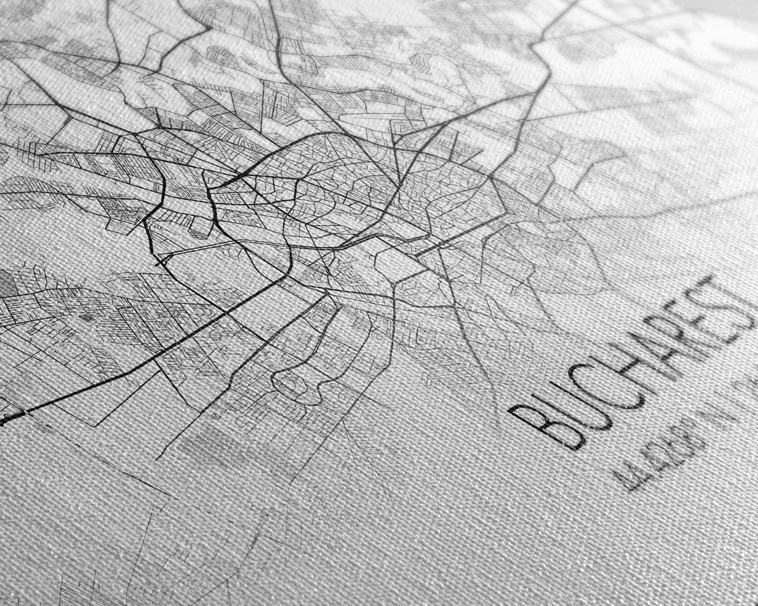 Bucharest Street Map, Romania Map, Map Print, Modern Art, Wall Art, Canvas Art, Trendy Room Décor, Thank You Gift, Wall Décor Bedroom