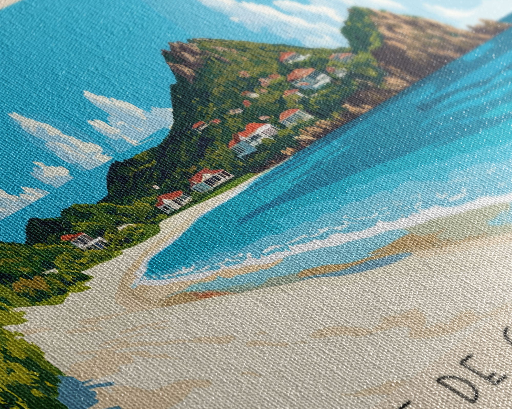 Anse de Grande Saline, St. Barths Panoramic Print, Vacation Gift, St. Barths Wall Art, Beach Painting, Beach Decor, Large Wall Art, Wood Frame Art