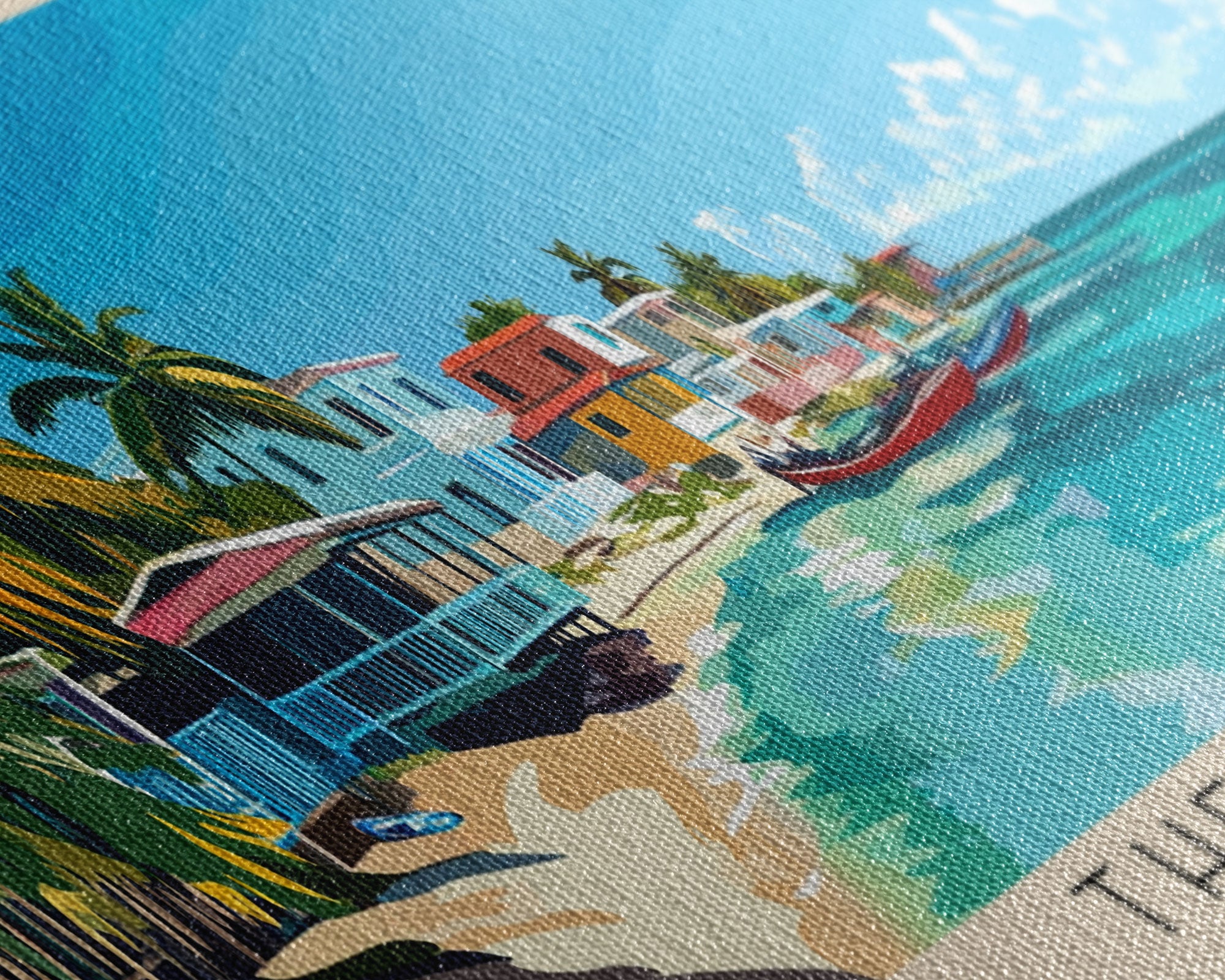 The Split, Belize Panoramic Beach Print, Vacation Gift, Belize Wall Art, Beach Painting, Beach Decor, Beach Painting