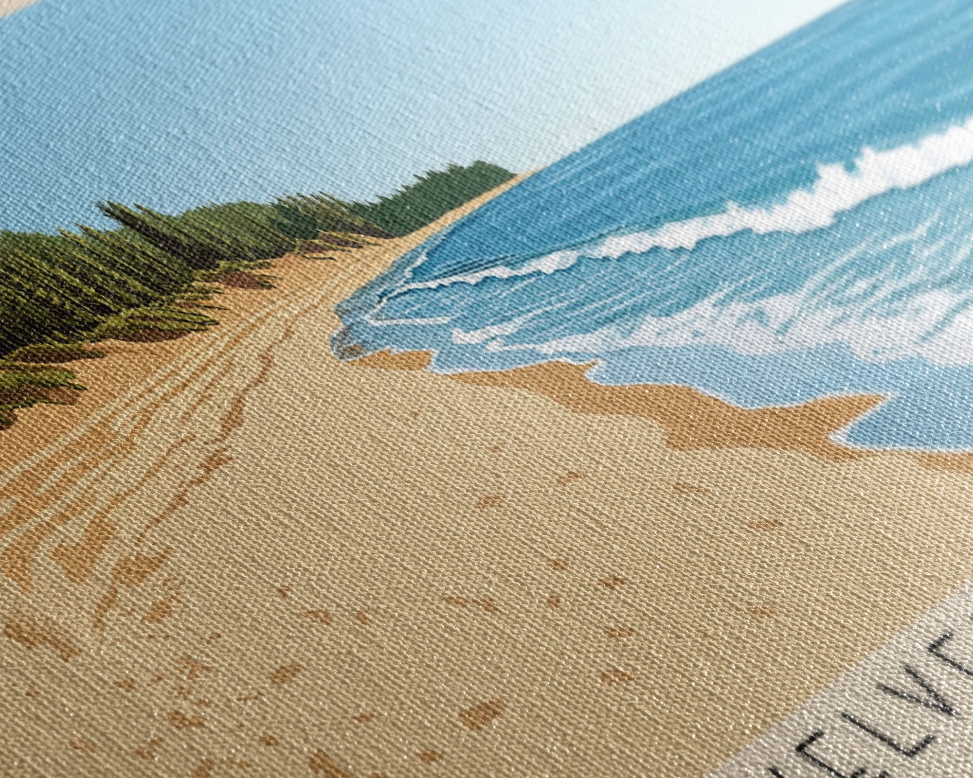 Twelvemile Beach, Michigan Panoramic Print, Vacation Gift, Michigan Wall Art, Beach Painting, Beach Decor, Large Wall Art, Wood Frame Art