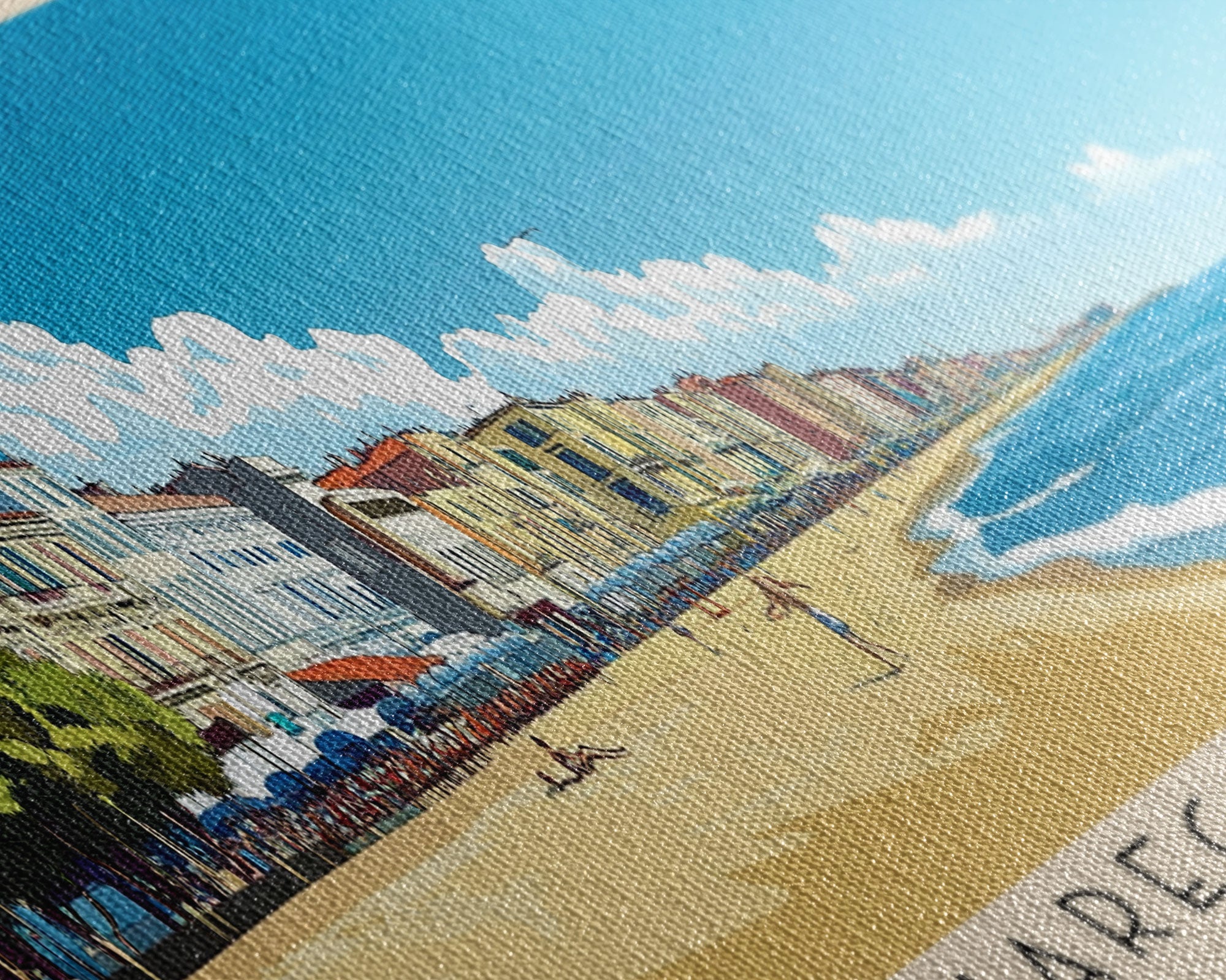 Viareggio Beach, Italy Panoramic Beach Print, Vacation Gift, Italy Wall Art, Beach Painting, Beach Decor, Beach Painting