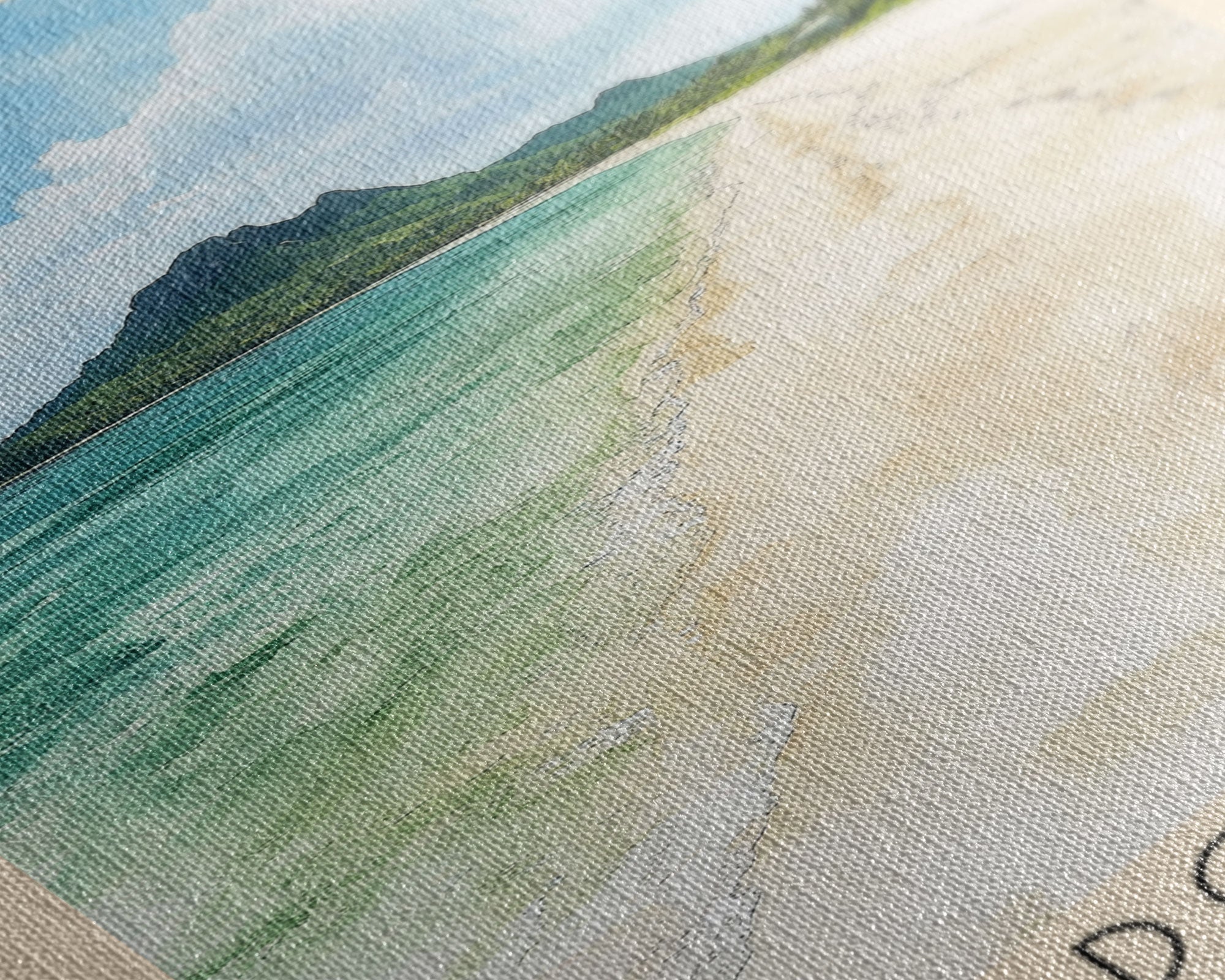 Natadola Beach, Fiji Watercolor Print, Vacation Gift, Fiji Wall Art, Beach Painting, Beach Decor, Large Wall Art, Wood Frame Art