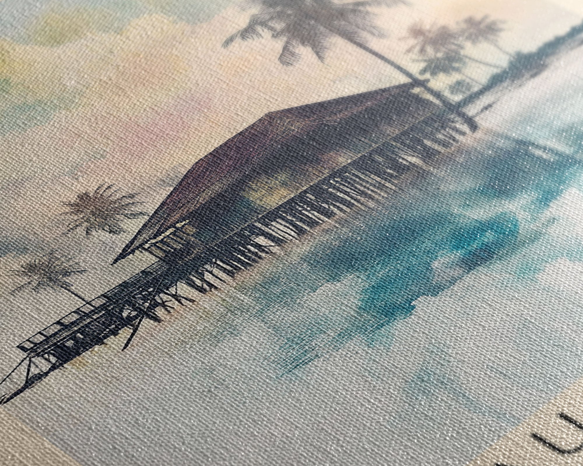 Pulau Derawan, Indonesia Watercolor Beach Print, Vacation Gift, Indonesia Wall Art, Beach Painting, Beach Decor, Beach Painting