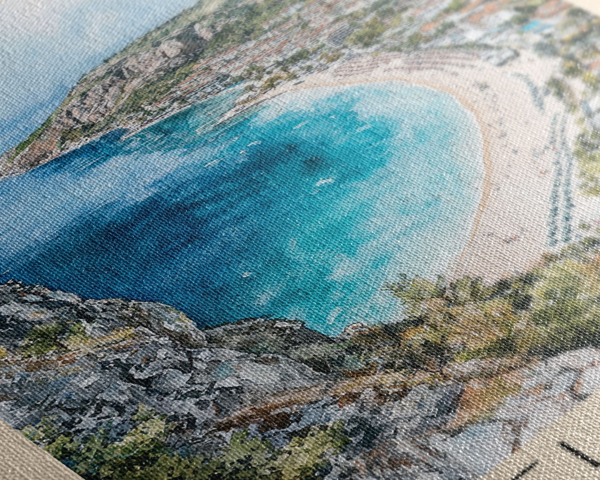 İçmeler Beach, Turkey Watercolor Beach Print, Vacation Gift, Turkey Wall Art, Beach Painting, Beach Decor, Beach Painting