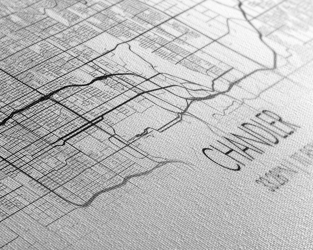 Panoramic Chandler City Map, Arizona Art, Map Print, Minimalist Wall Art, Canvas Art, Housewarming Gift, Street Map Art, Closing Gift