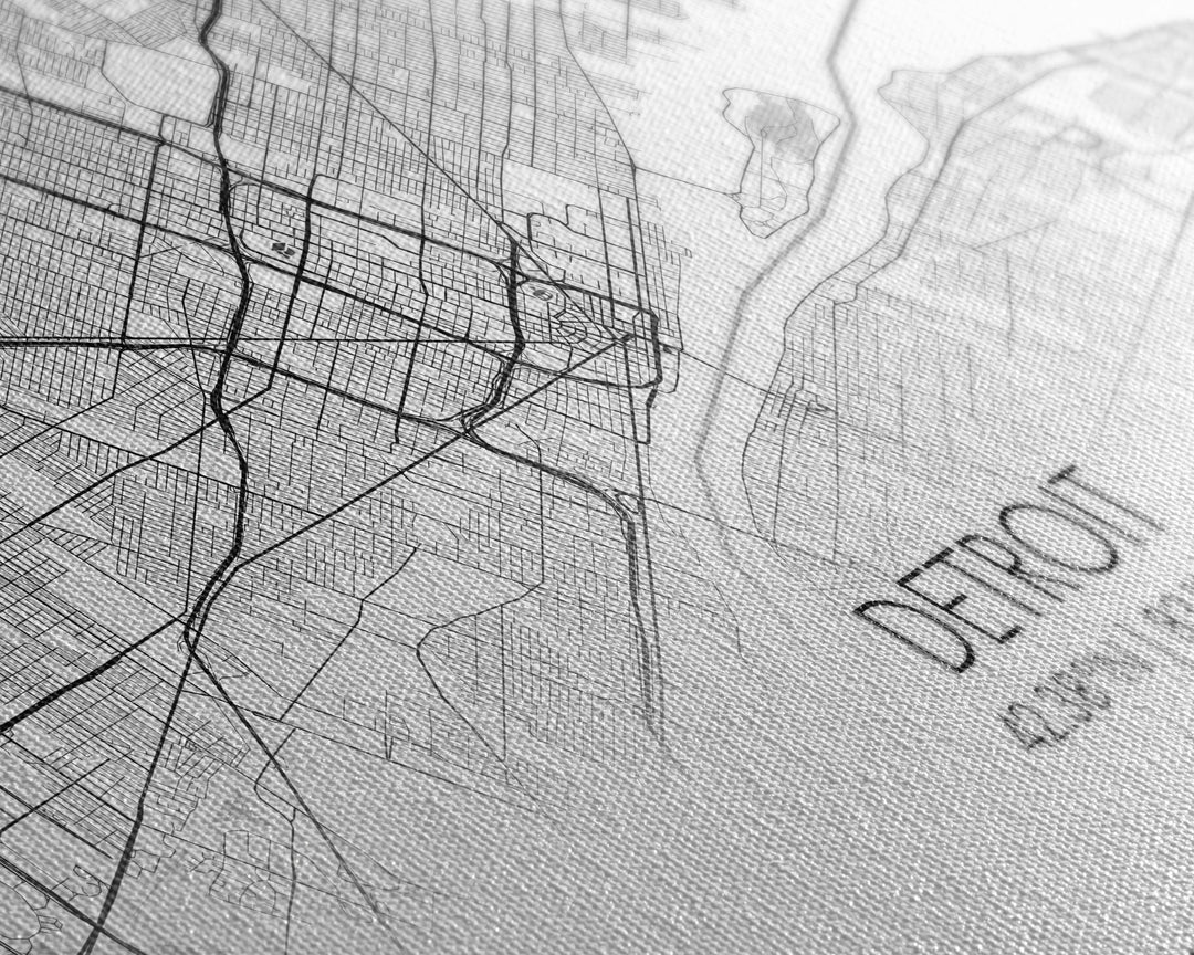 Detroit Street Map, Michigan Map, Map Print, Minimalist Art, Wall Art, Canvas Art, Office, Apartment Décor, Poker Room Décor, Fun Wall Art