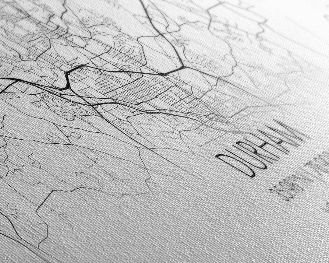 Panoramic Durham City Map, North Carolina Art, Map Print, Minimalist Wall Art, Canvas Art, Housewarming Gift, Street Map Art, Closing Gift