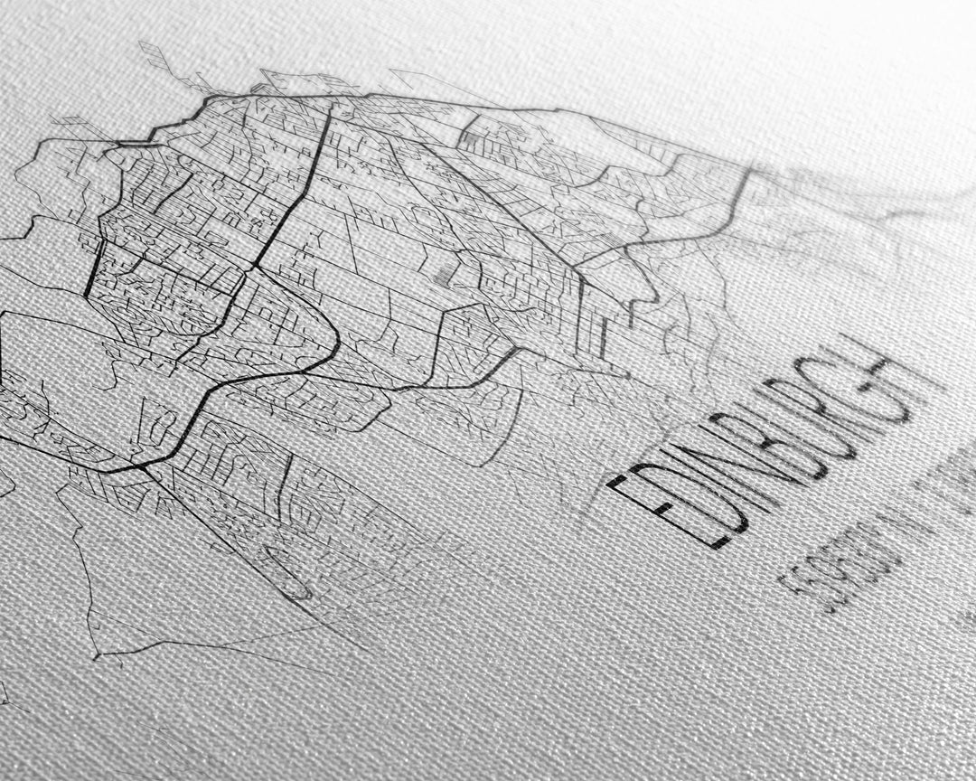 Panoramic Edinburgh City Map, United Kingdom Art, Map Print, Minimalist Wall Art, Canvas Art, Housewarming Gift, Street Map, Closing Gift