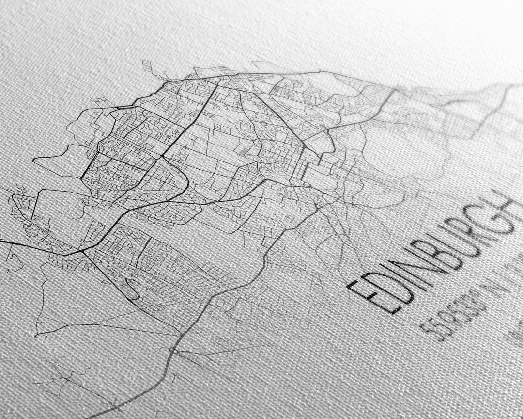 Edinburgh Street Map, Scotland Map, Map Art, Minimalist Art, Wall Art, Canvas Art, Travel Wall Art, Husband Gift, Office Décor For Men