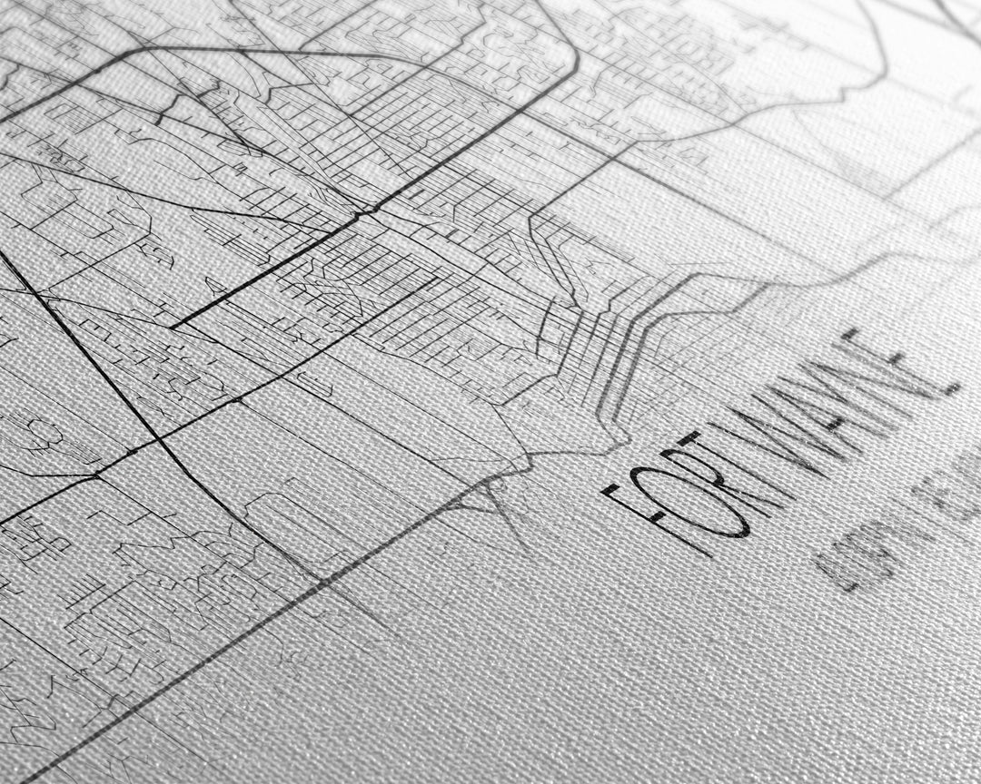 Panoramic Fort Wayne City Map, Indiana Art, Map Print, Minimalist Wall Art, Canvas Art, Housewarming Gift, Street Map Art, Closing Gift