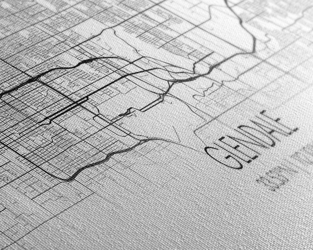 Panoramic Glendale City Map, Arizona Art, Map Print, Minimalist Wall Art, Canvas Art, Housewarming Gift, Street Map Art, Closing Gift