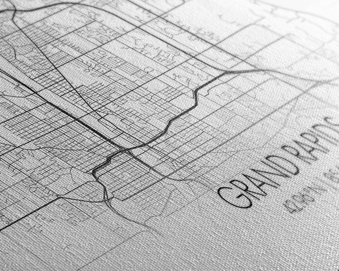 Grand Rapids City Map, Michigan Map, Map Art, Minimalist Art, Wall Art, Canvas Art, Graduation Gift, Modern Farmhouse Wall Art, Office Art