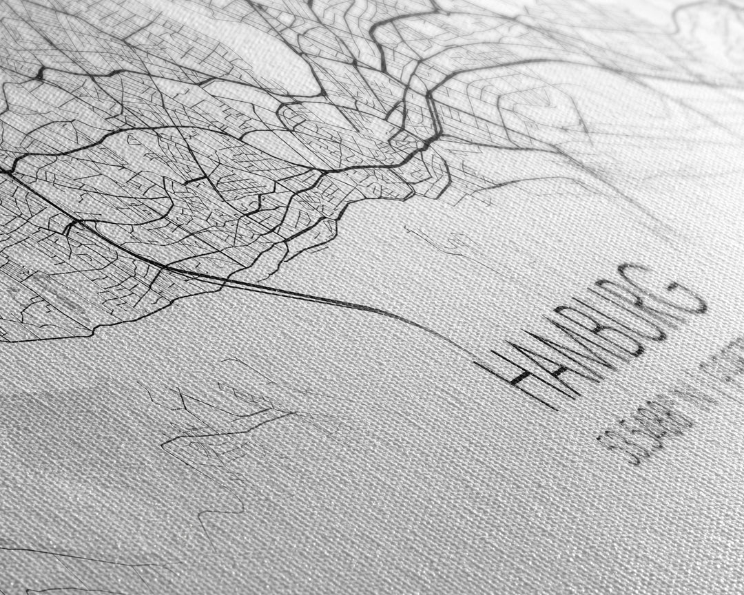 Panoramic Hamburg City Map, Germany Art, Map Print, Minimalist Wall Art, Canvas Art, Housewarming Gift, Street Map Art, Closing Gift