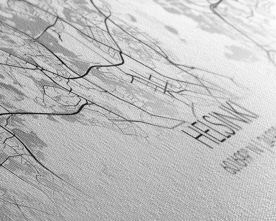 Panoramic Helsinki City Map, Finland Art, Map Print, Minimalist Wall Art, Canvas Art, Housewarming Gift, Street Map Art, Closing Gift