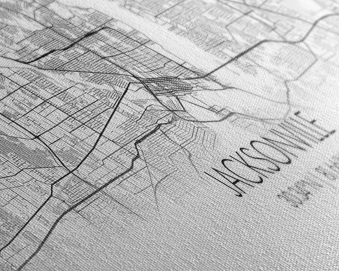 Panoramic Jacksonville City Map, Florida Art, Map Print, Minimalist Wall Art, Canvas Art, Housewarming Gift, Street Map Art, Closing Gift