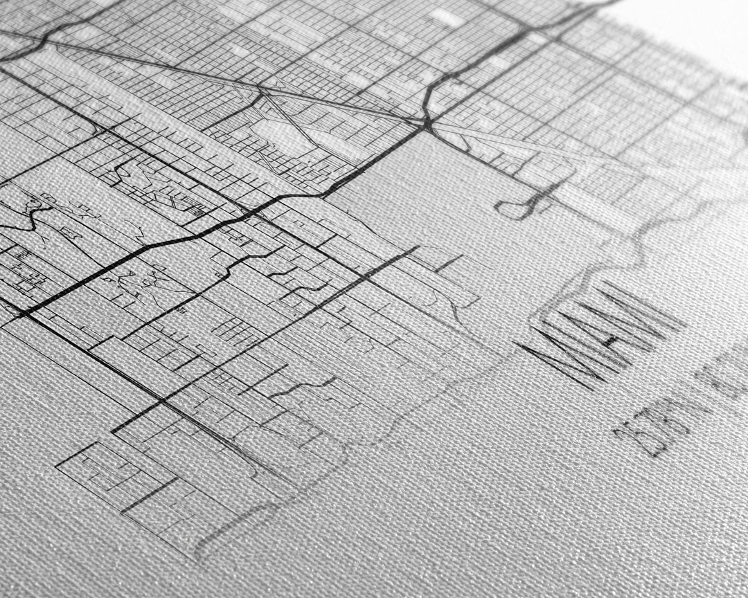 Panoramic Miami City Map, Florida Art, Map Print, Minimalist Wall Art, Canvas Art, Housewarming Gift, Street Map Art, Closing Gift