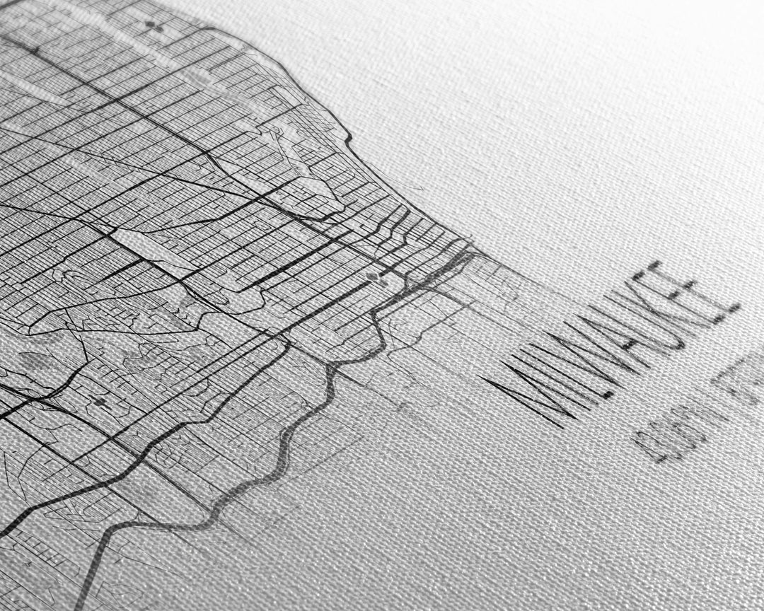 Panoramic Milwaukee City Map, Wisconsin Art, Map Print, Minimalist Wall Art, Canvas Art, Housewarming Gift, Street Map Art, Closing Gift