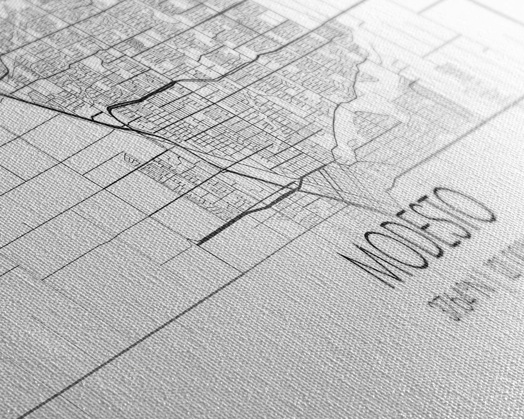 Panoramic Modesto City Map, California Art, Map Print, Minimalist Wall Art, Canvas Art, Housewarming Gift, Street Map Art, Closing Gift