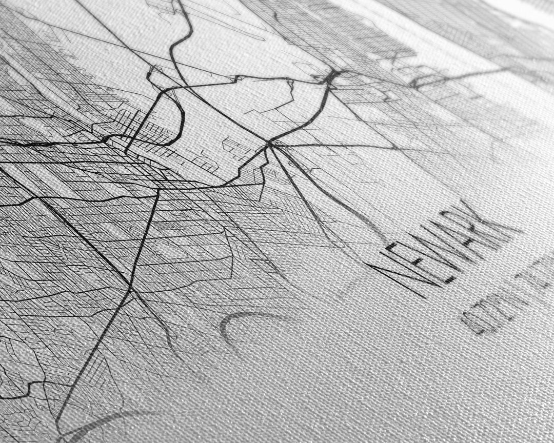 Panoramic Newark City Map, New Jersey Art, Map Print, Minimalist Wall Art, Canvas Art, Housewarming Gift, Street Map Art, Closing Gift