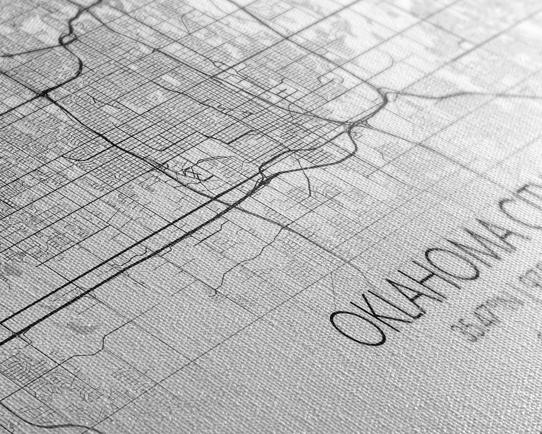 Oklahoma City Map, Oklahoma Art, Map Print, Minimalist Wall Art, Wall Art, Canvas Art, Panoramic Art, Farmhouse Décor, Real Estate Gift