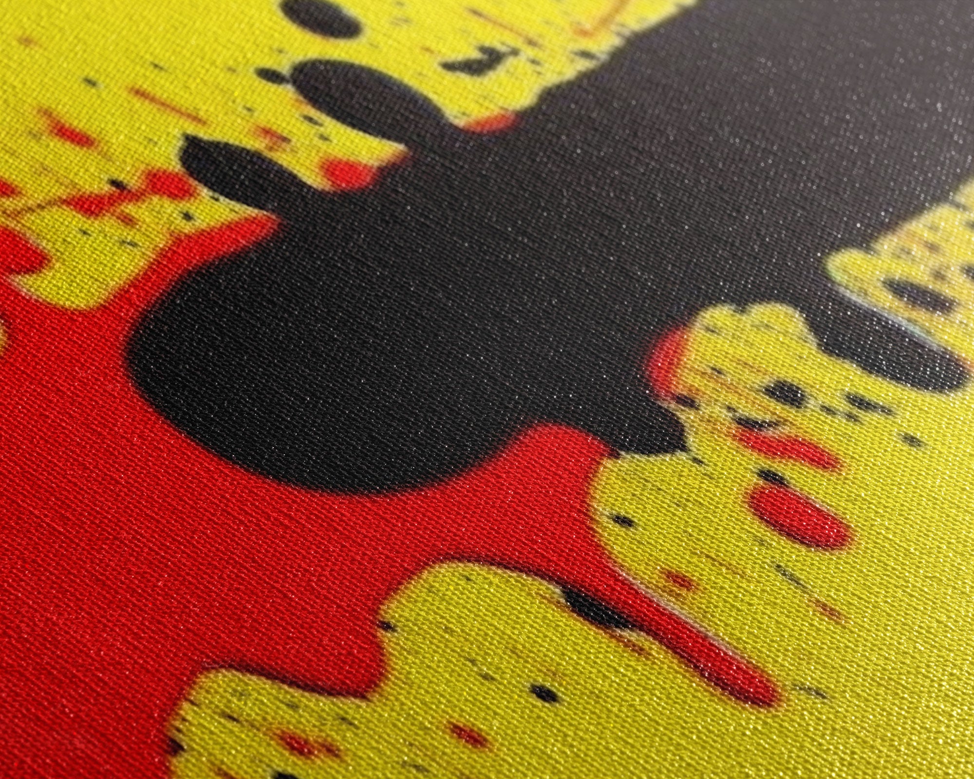 Splatter Graffiti Art - Black, Red & Yellow Painting / Canvas Print - Retro / Midcentury Style Abstract / Impressionist Art - Splatter Art